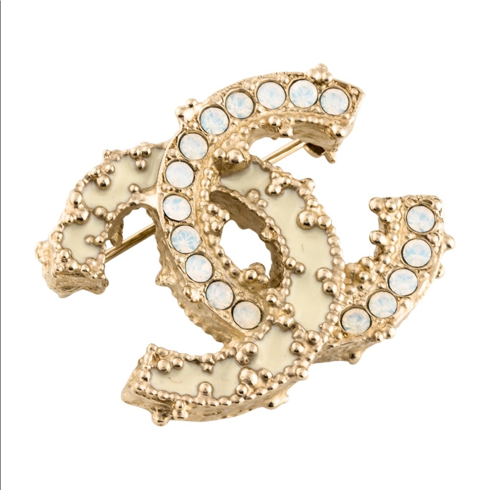 Chanel CC Crystal Enamel Brooch - Picture 1 of 4